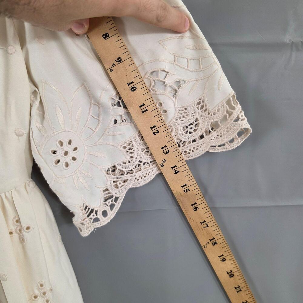 Rhode Dress Small Mira in Ivory Etoile Eyelet Lace Midi Boho Cottagecore Boho - Picture 12 of 14